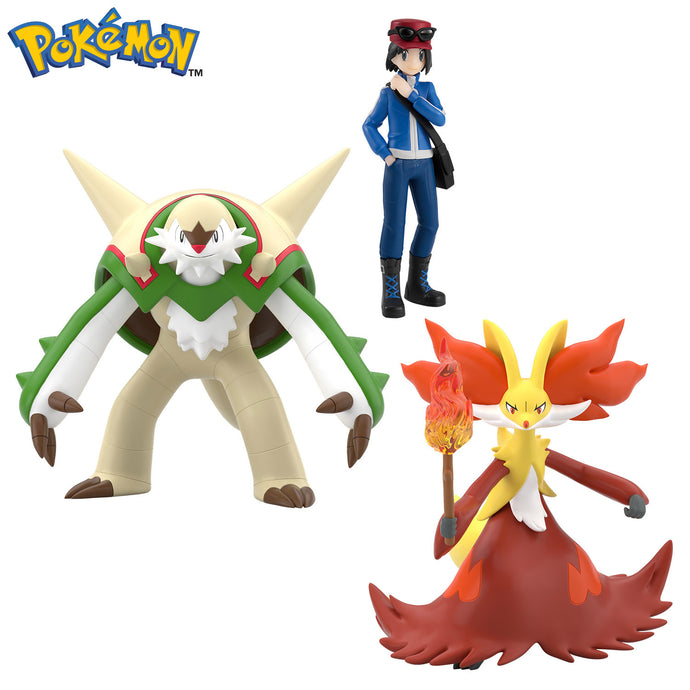 PRE-ORDER Pokemon Scale World Kalos Region Calem & Chesnaught & Delphox Pokemon