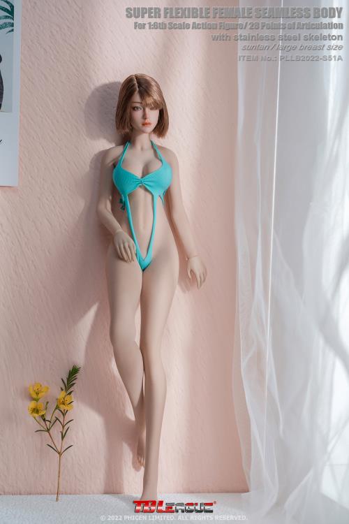 PRE-ORDER 1/6 Scale Suntan Large Bust Body (S51A/Attached Feet) Without Head Super-Flexible Female Seamless